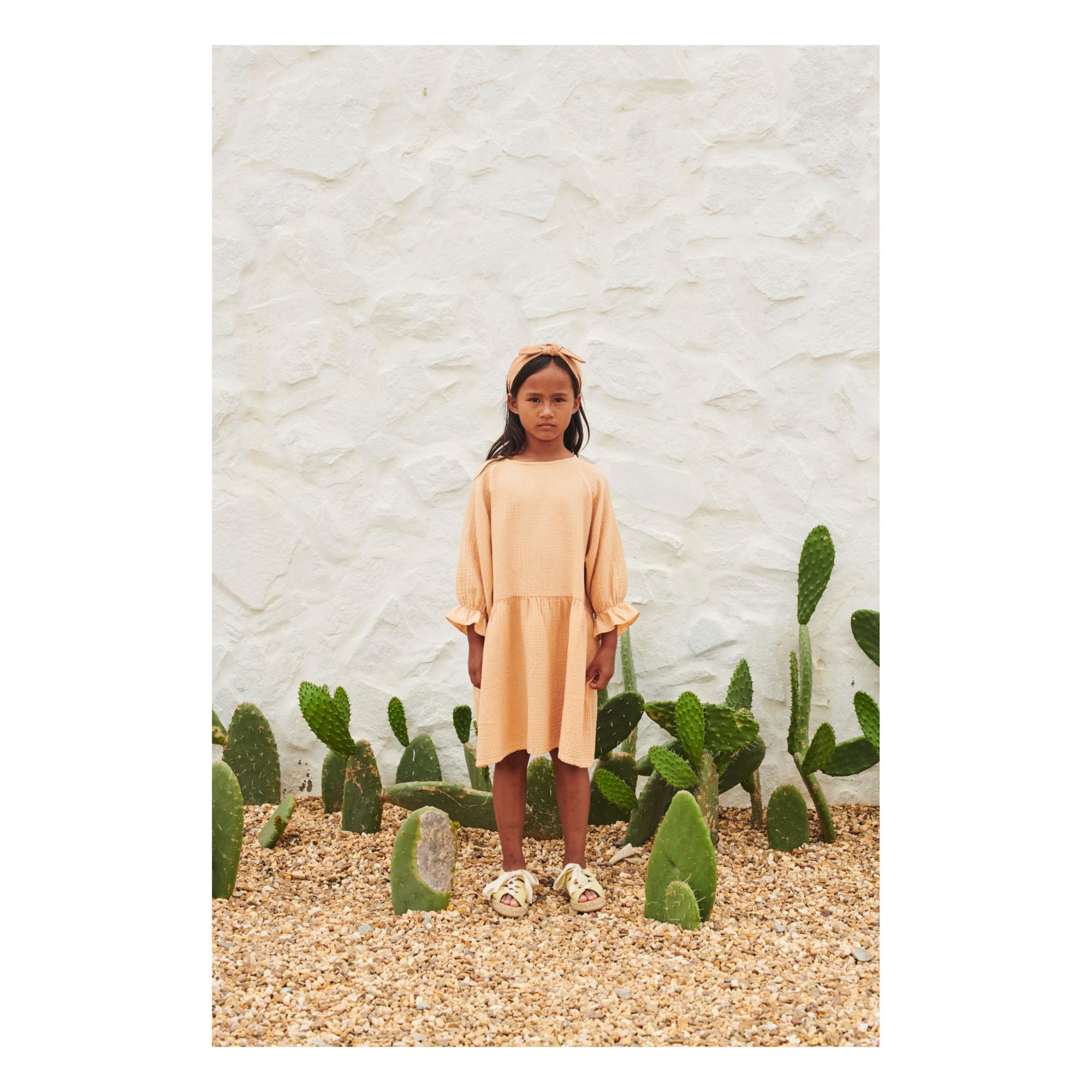 Lilou Organic Cotton Muslin Dress Apricot- Product image n°1