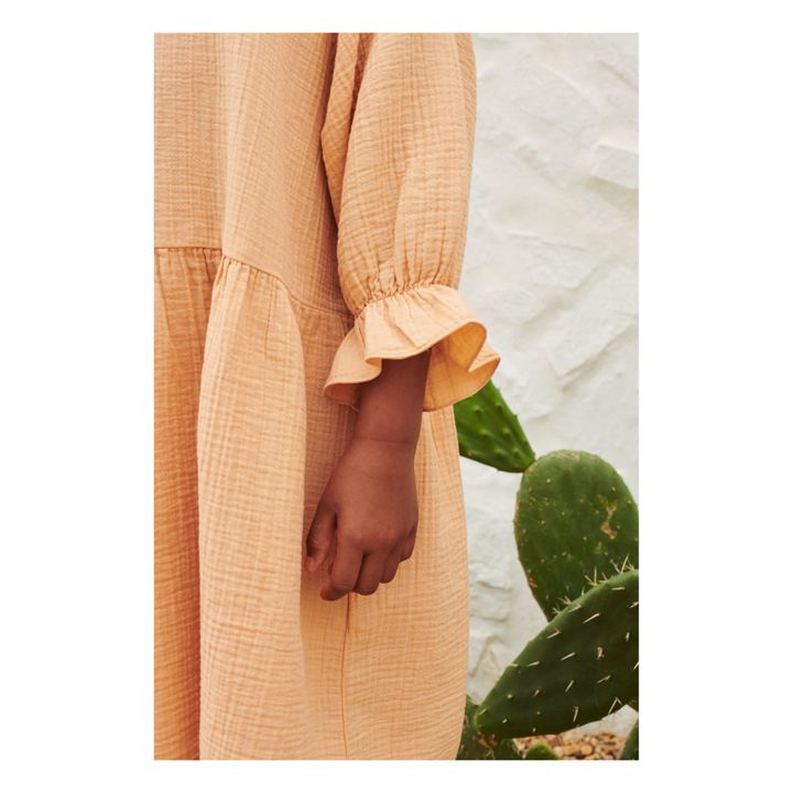 Lilou Organic Cotton Muslin Dress | Apricot- Product image n°2