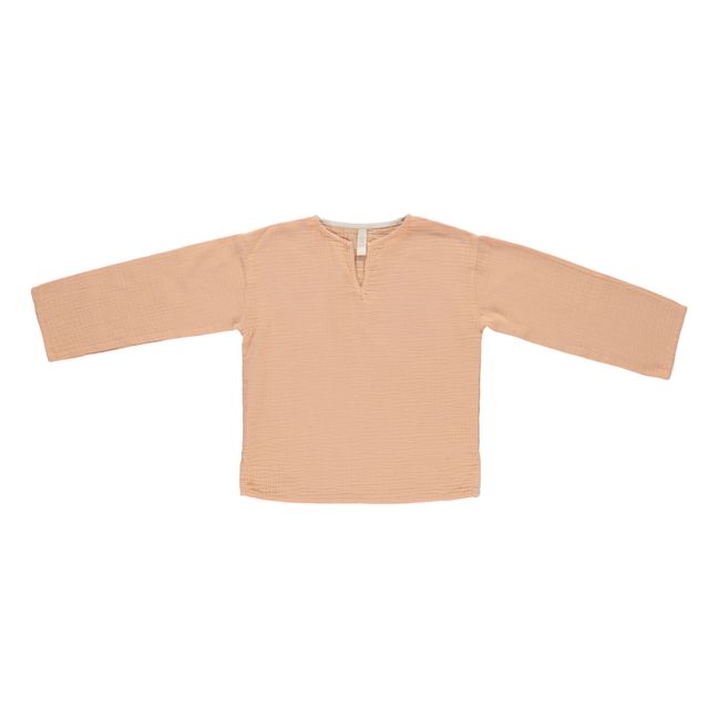 Leonardo Organic Cotton Muslin Shirt | Apricot