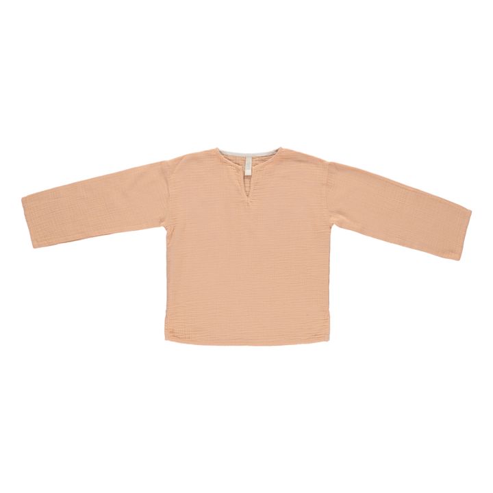 Leonardo Organic Cotton Muslin Shirt | Apricot- Product image n°0