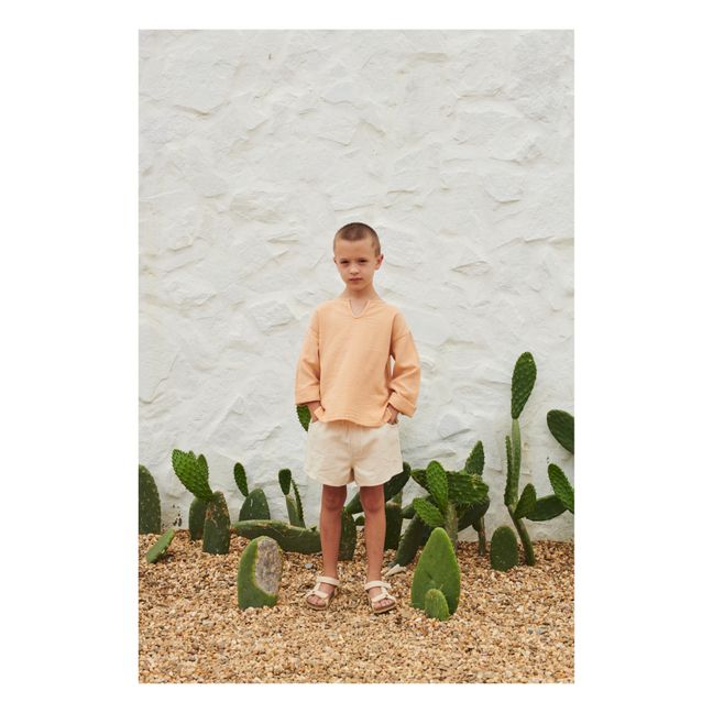 Leonardo Organic Cotton Muslin Shirt | Apricot