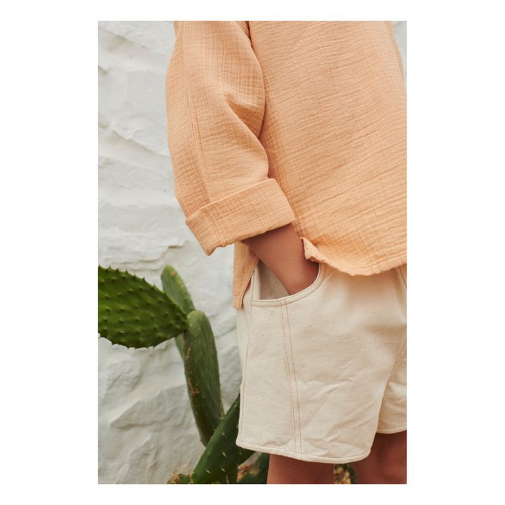 Leonardo Organic Cotton Muslin Shirt | Apricot- Product image n°2