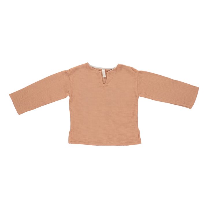 Leonardo Organic Cotton Muslin Shirt | Terracotta- Product image n°0