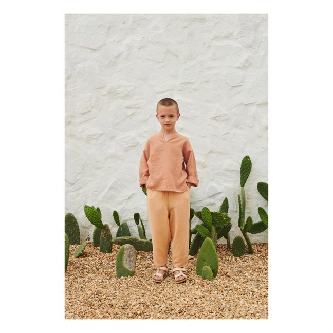 Levi Organic Cotton Muslin Trousers | Apricot