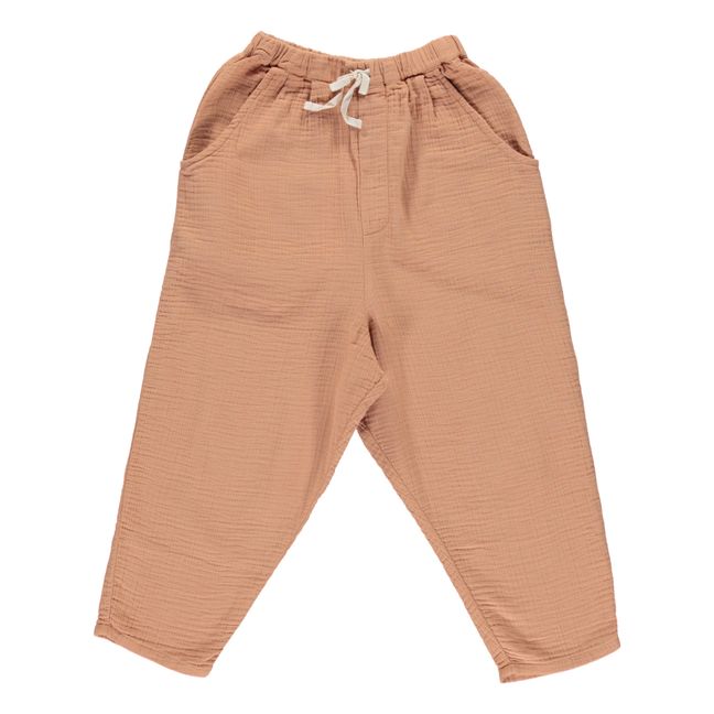 Levi Organic Cotton Muslin Trousers | Terracotta