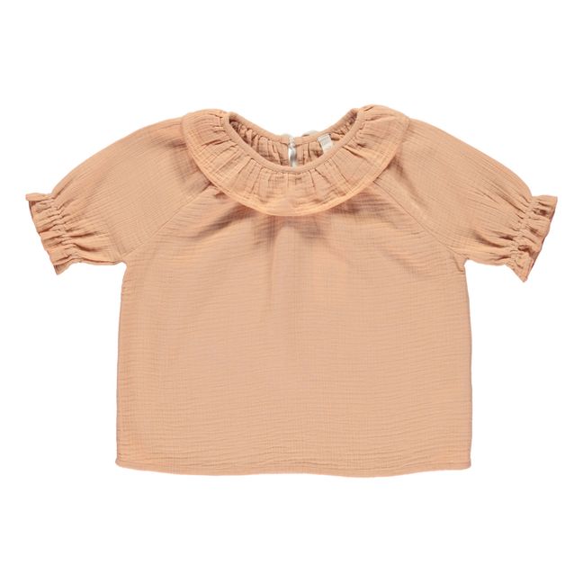 Oana Organic Cotton Muslin Blouse | Apricot