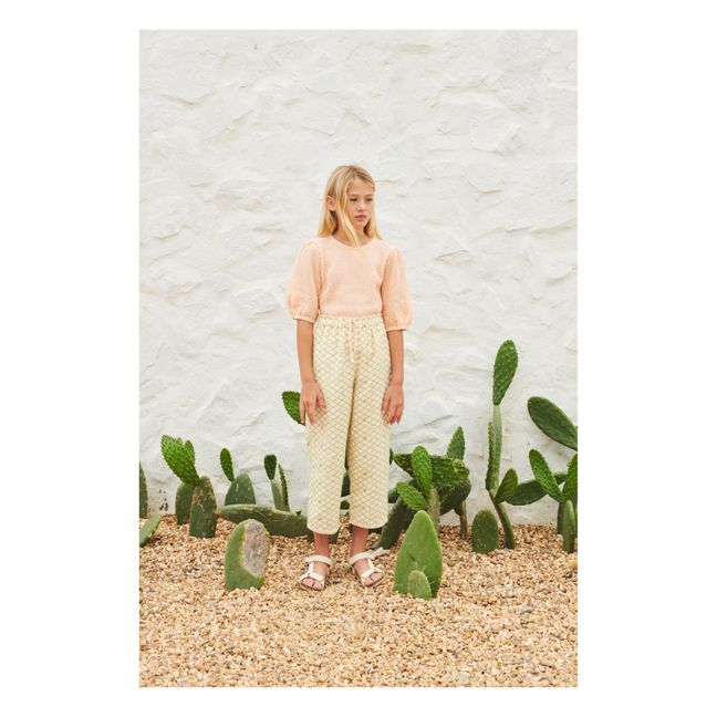 Organic Cotton Crochet Blouse Pale pink