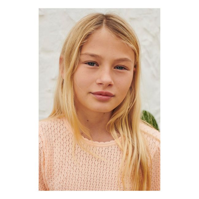 Organic Cotton Crochet Blouse | Pale pink
