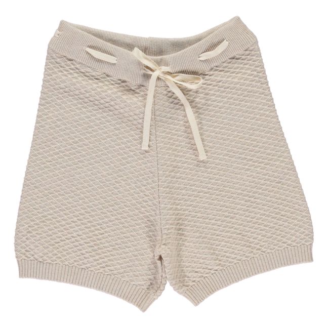 Organic Knit Cotton Waffle Knit Shorts Ecru