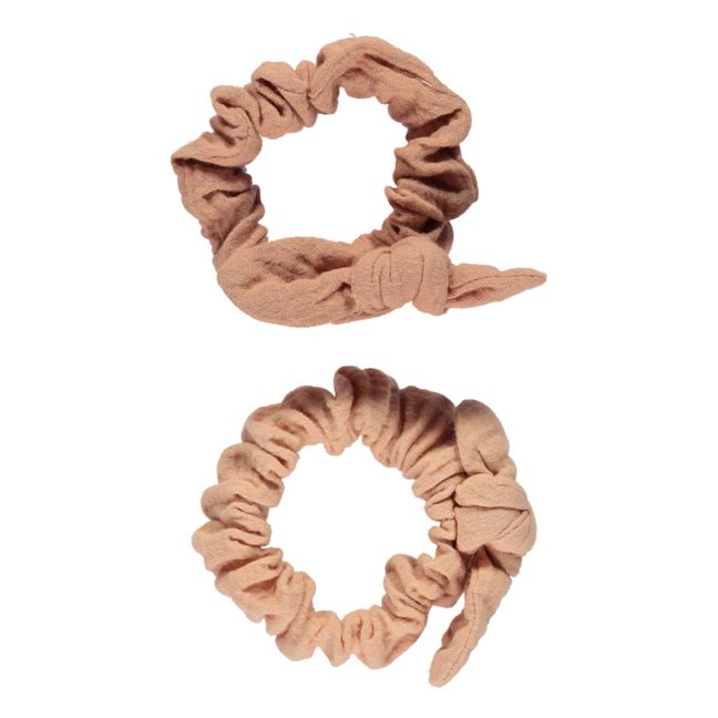 Set di 2 elastici per capelli, in garza di cotone biologico | Rosa antico