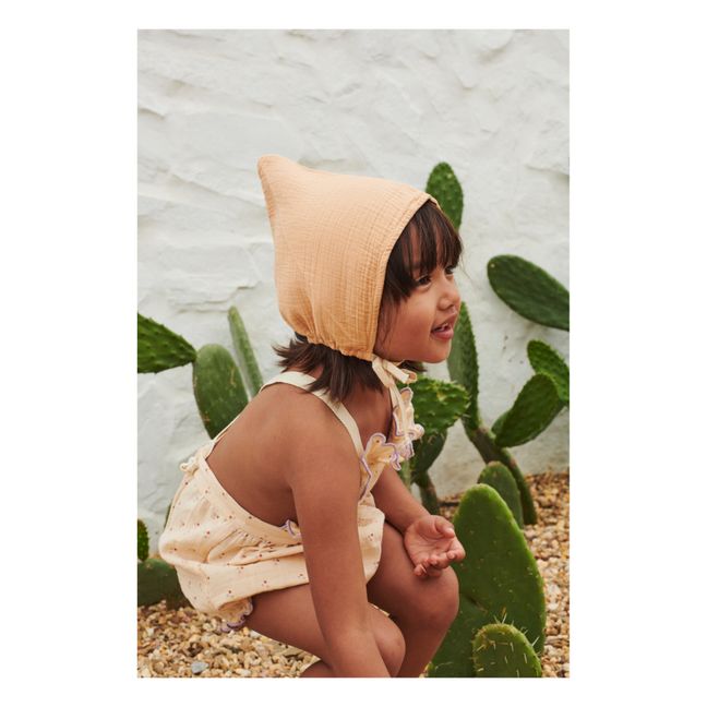 Pixie Organic Cotton Muslin Bonnet | Apricot