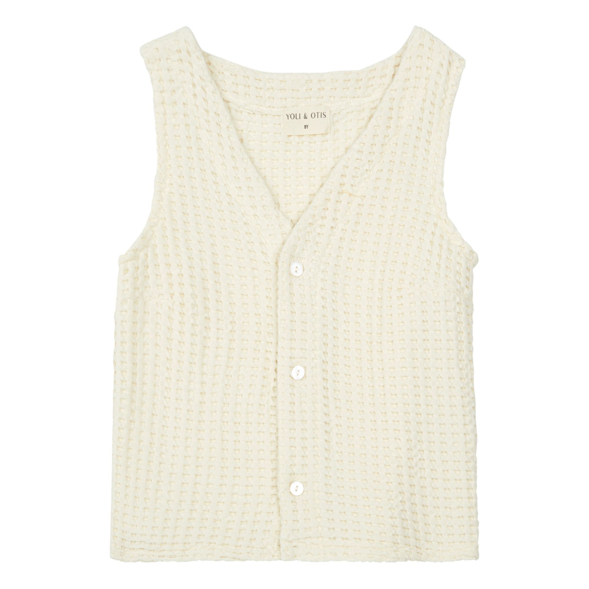 Yoli & Otis - Gilet sans Manches Coton Bio Gaufré Birkir - Fille - Ecru