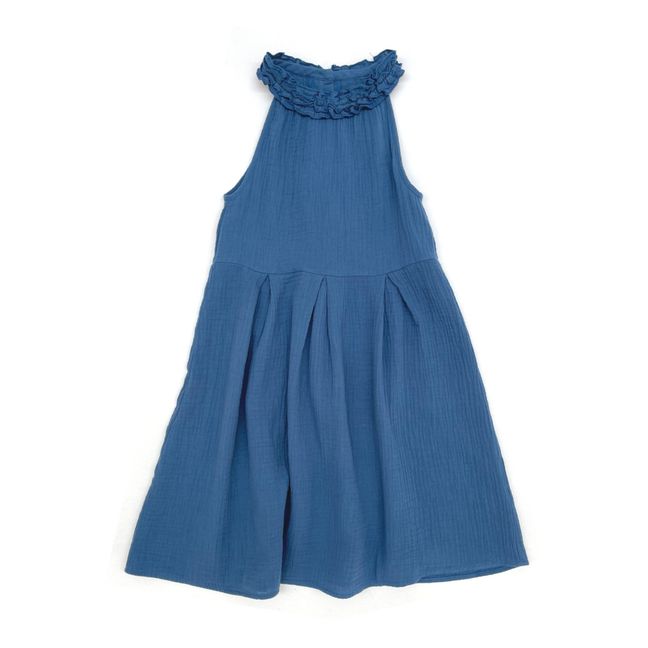 Kleid aus Baumwollgaze Blau