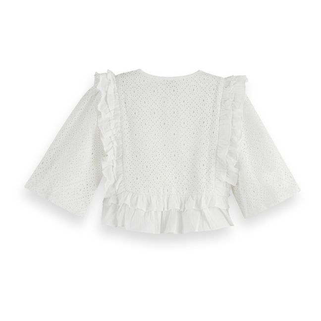 Blusa Bordado Inglés de algodón orgánico Blanco