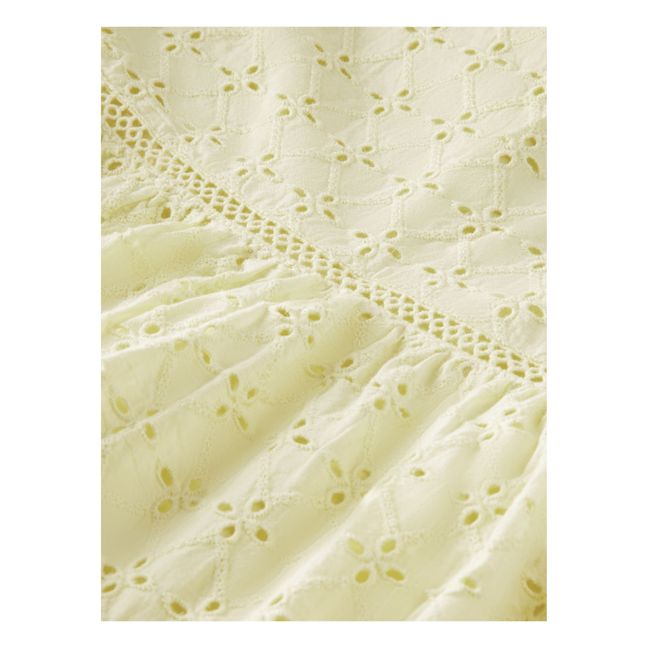 Broderie Anglaise Organic Cotton Dress Pale yellow