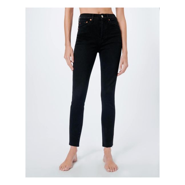 90s High Rise Ankle Crop Jeans Stoned Noir