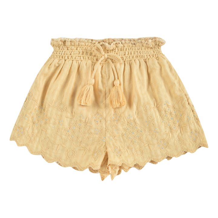 Clemoune Embroidered Organic Cotton Shorts Pale yellow- Product image n°0