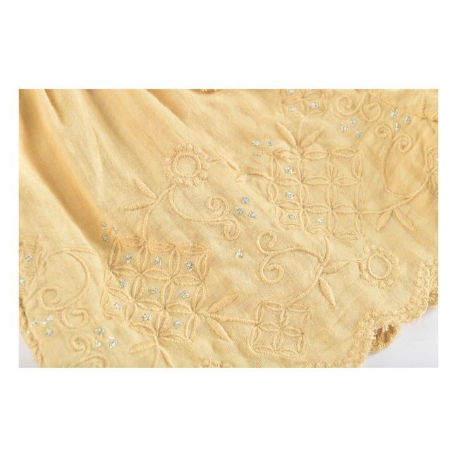 Clemoune Embroidered Organic Cotton Shorts Blasses Gelb
