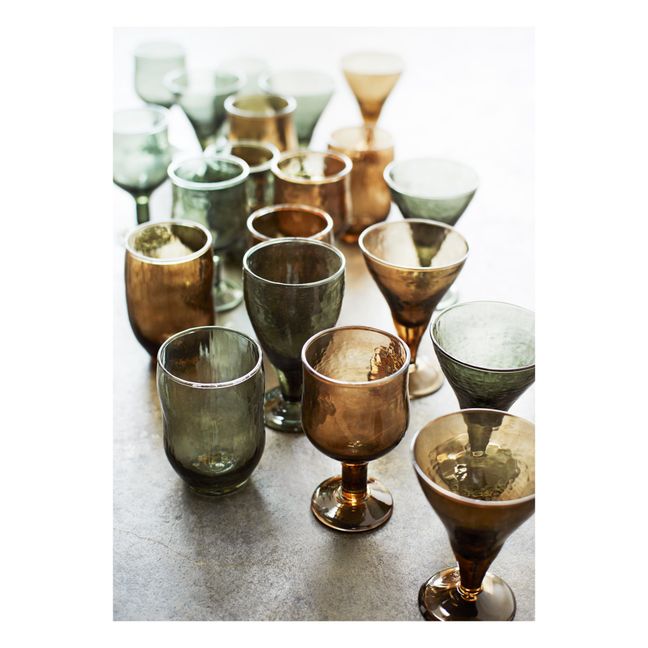 Bicchiere, in vetro martellato | Verde scuro