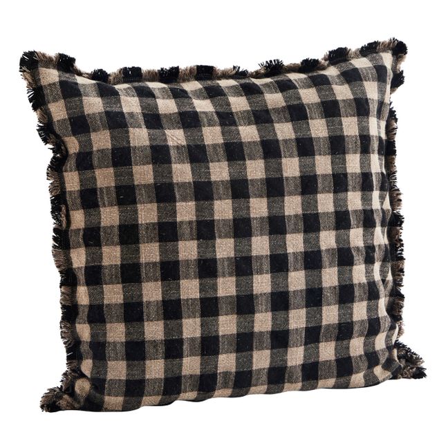 Checked Cushion Cover Negro