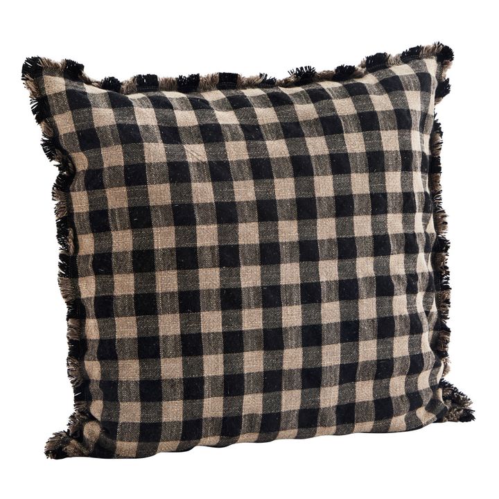 Checked Cushion Cover | Black- Product image n°0