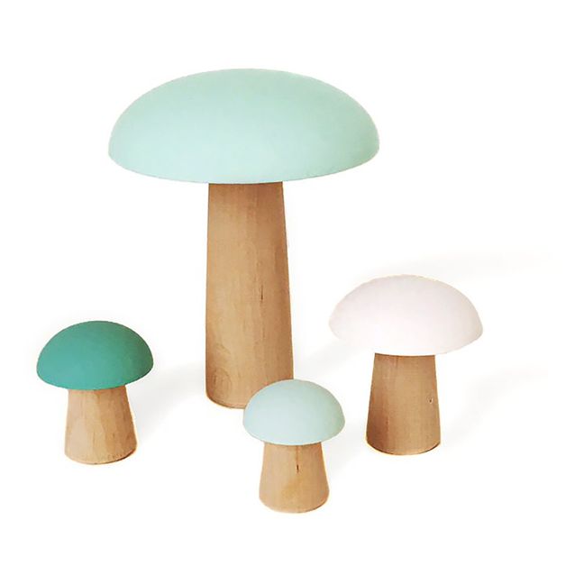 Champignons de Paris décoratifs en bois - Lot de 4