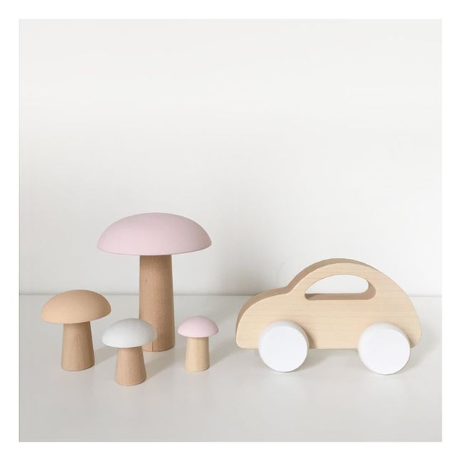 Champignons de Paris décoratifs en bois - Lot de 4