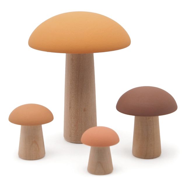Funghi di Parigi decorativi, in legno - Set di 4