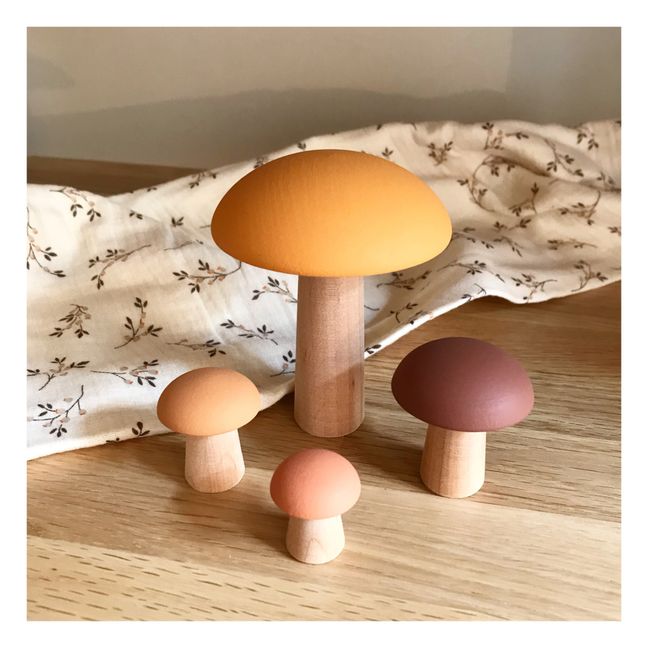 Funghi di Parigi decorativi, in legno - Set di 4