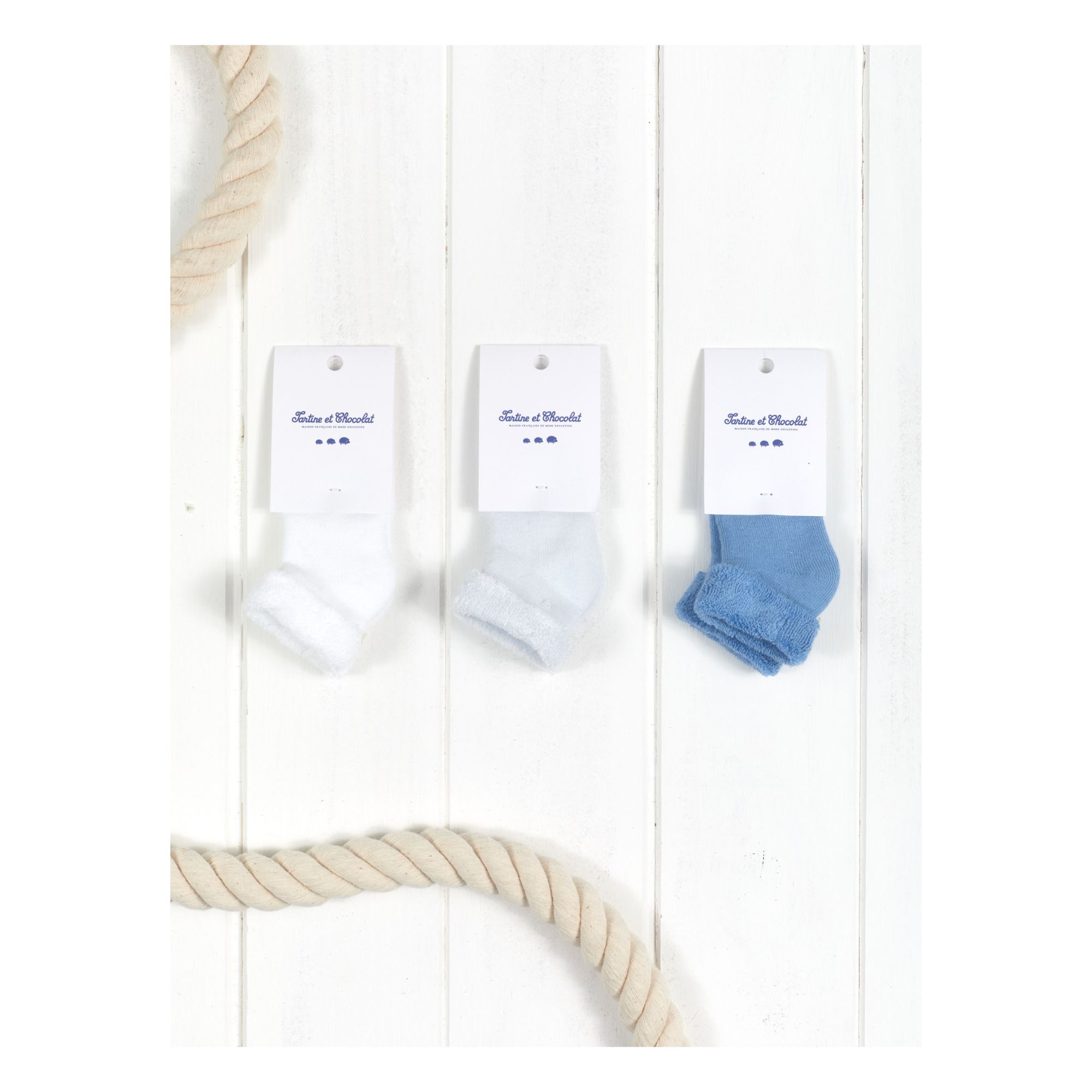 Tartine et Chocolat - Set 3 Chaussettes Côtelées - Fille - Bleu