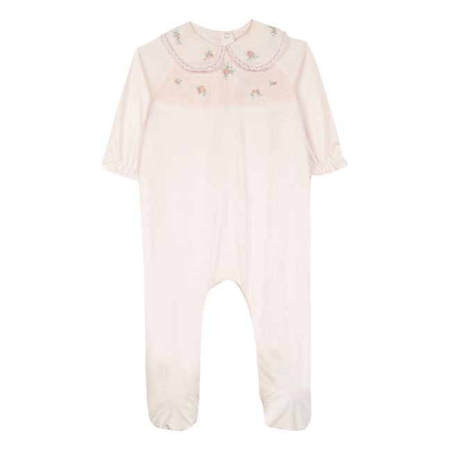 Footed Pyjamas with Embroidered Collar Blassrosa