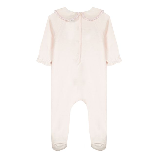 Footed Pyjamas with Embroidered Collar Pale pink