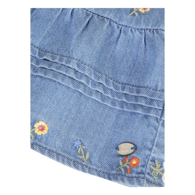 Chambray Embroidered Dress Denim blue