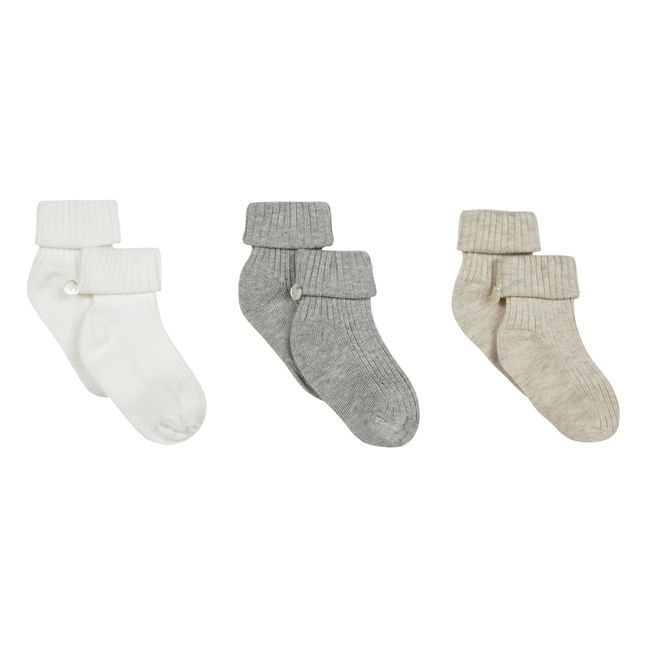 Set of 3 Ribbed Socks Grey