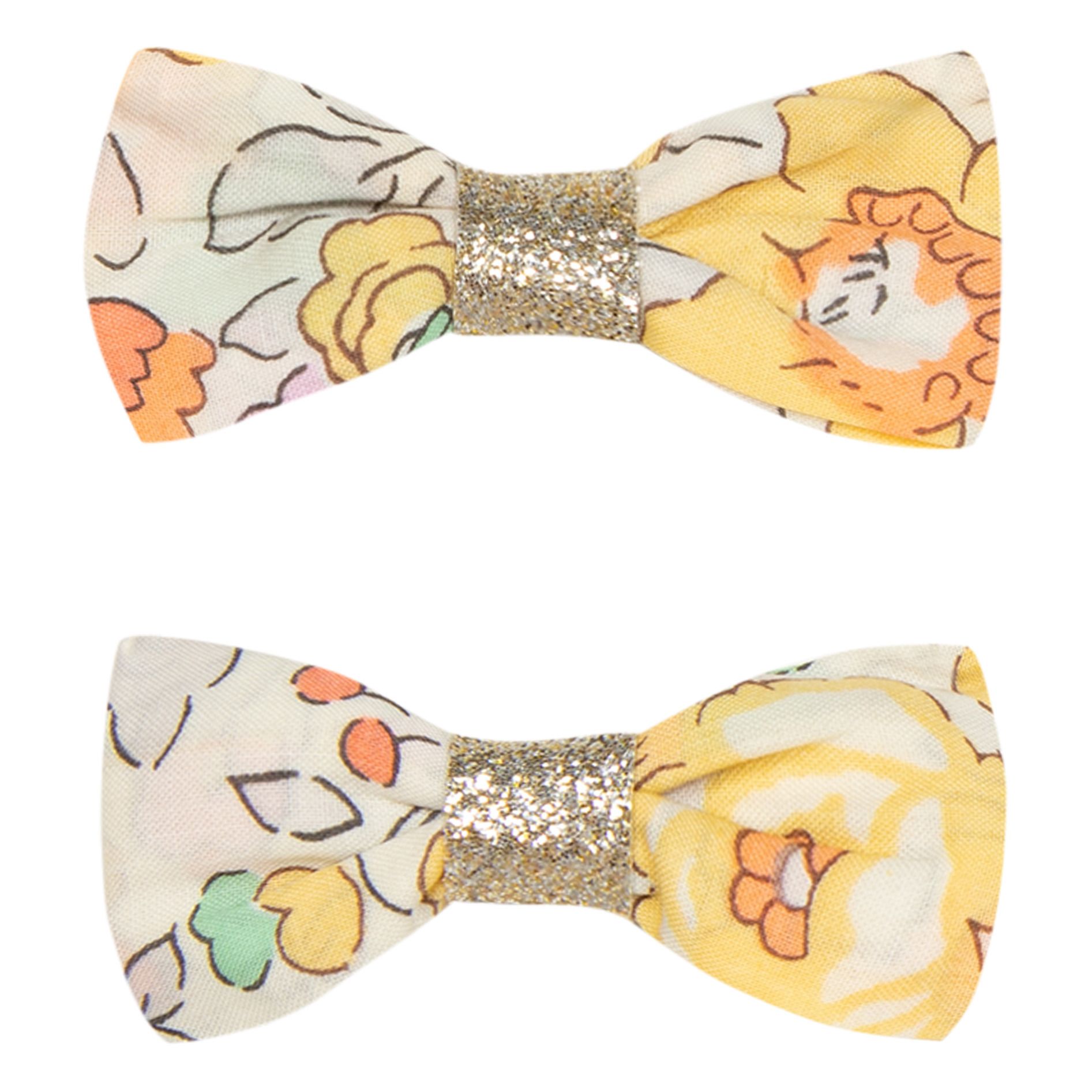 Tartine et Chocolat - Set 2 Barrettes NÅ“uds Fleuries - Fille - Jaune pâle