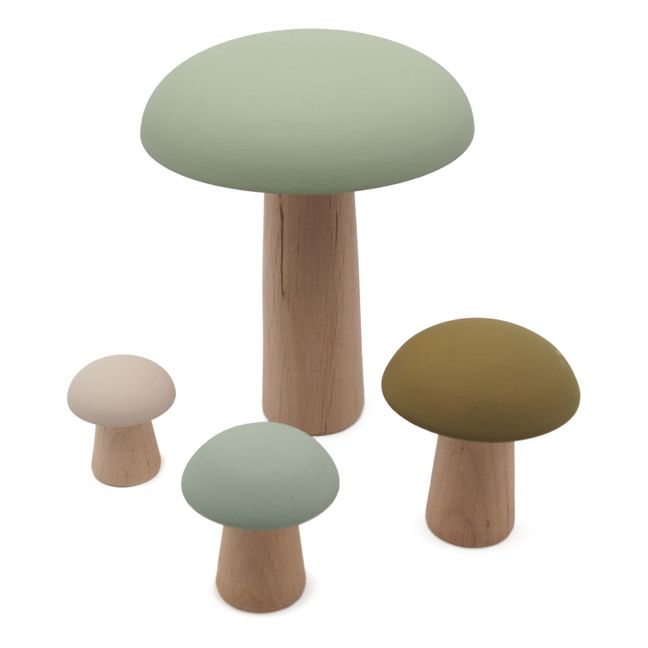 Champignons de Paris décoratifs en bois - Lot de 4