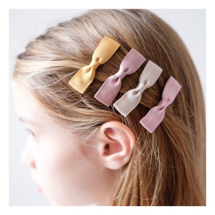 Set of 4 Bow Hair Clips Rosa- Imagen del producto n°1