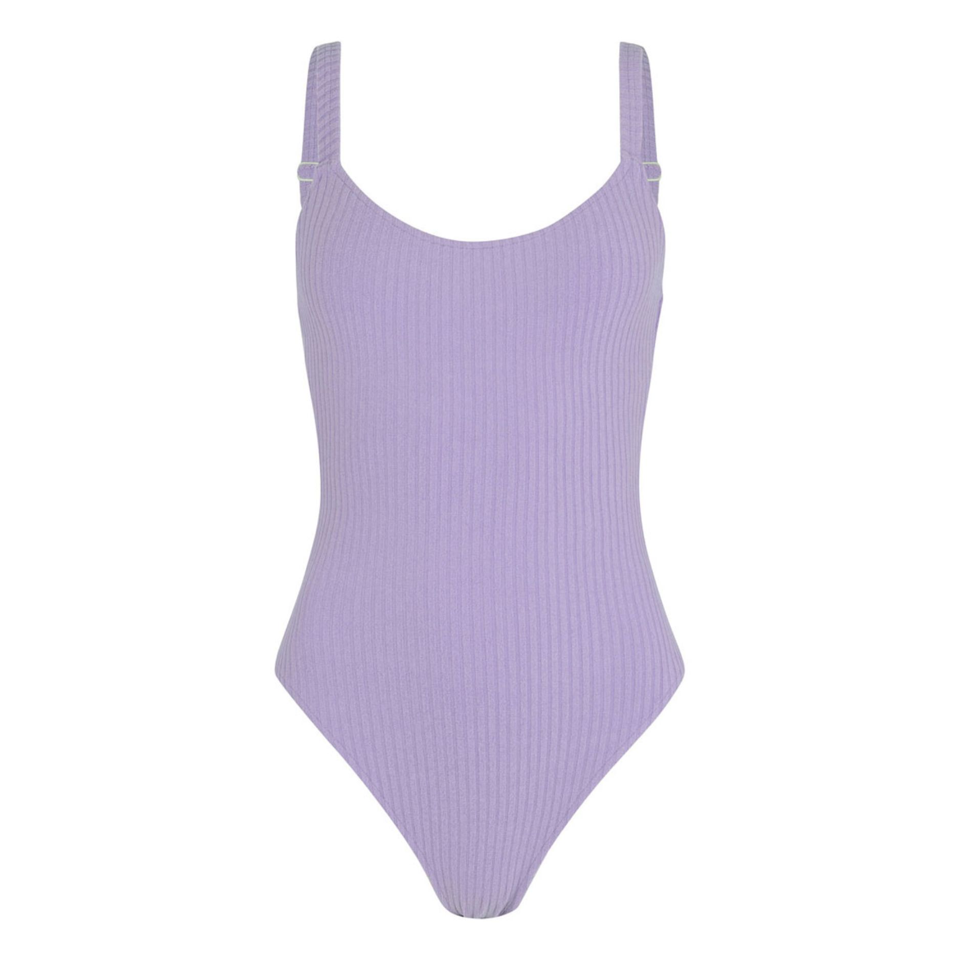 purple ribbed swimsuit