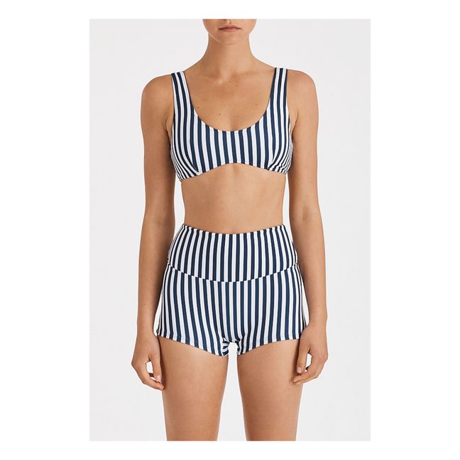 Striped Short Bikini Bottoms Azul Marino