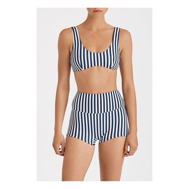 Striped Short Bikini Bottoms Blu marino