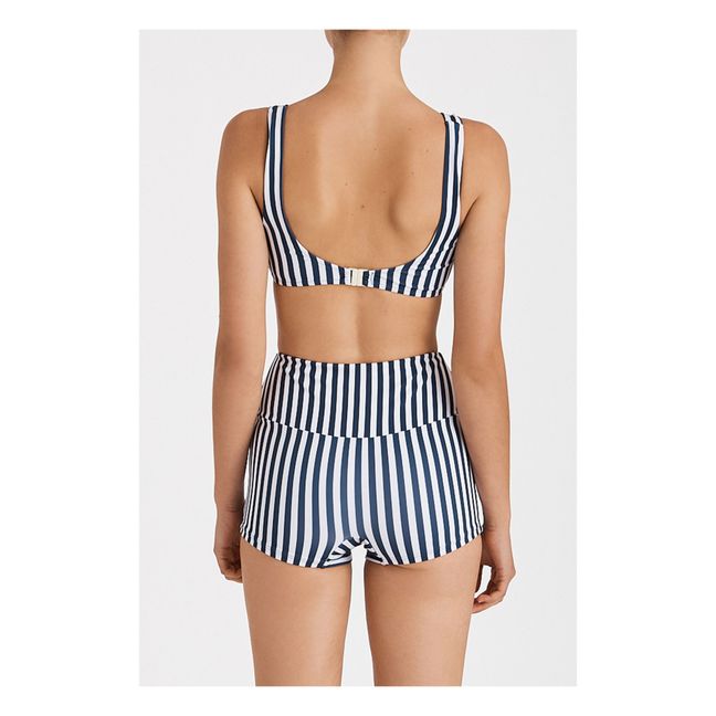 Striped Short Bikini Bottoms Navy blue