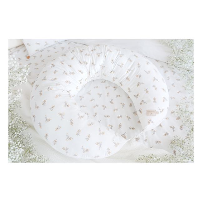 Cuscino per allattamento, modello: Luna Flore, in cotone bio | Crema