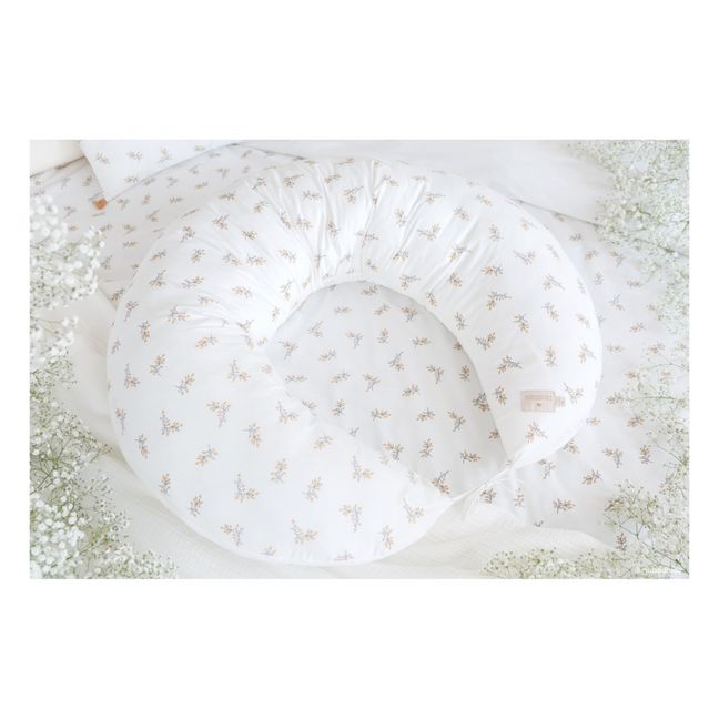 Coussin d'allaitement Luna Flore en coton bio | Crème