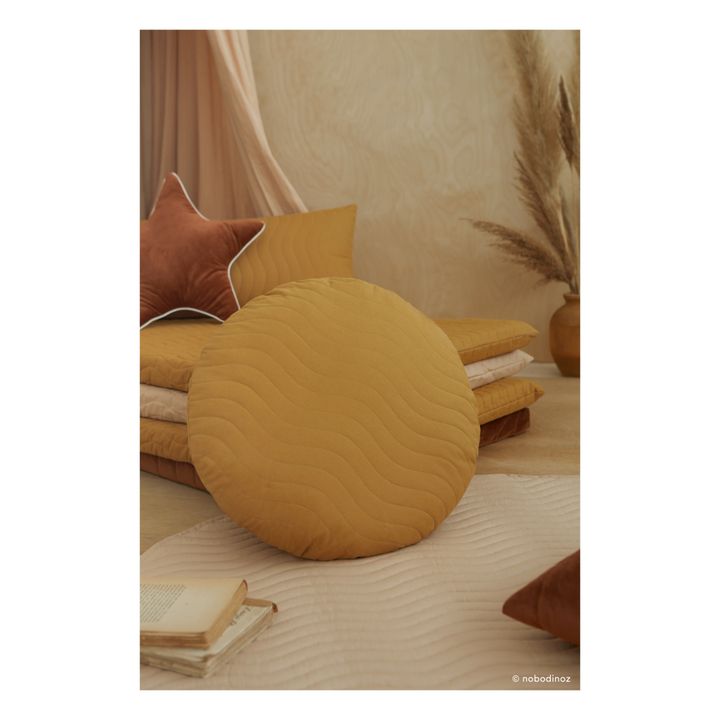 Rundes Kissen aus Bio-Baumwolle Sitges | Gelb- Produktbild Nr. 1