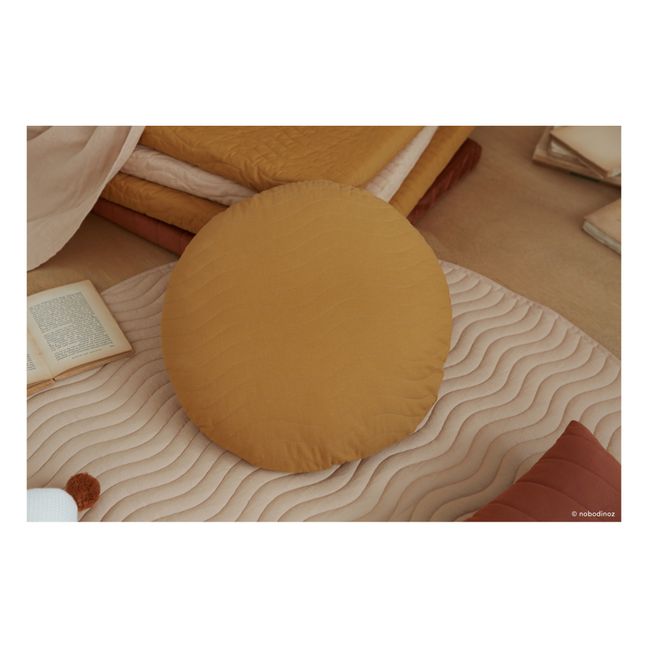 Cuscino rotondo, modello: Sitges, in cotone bio | Giallo
