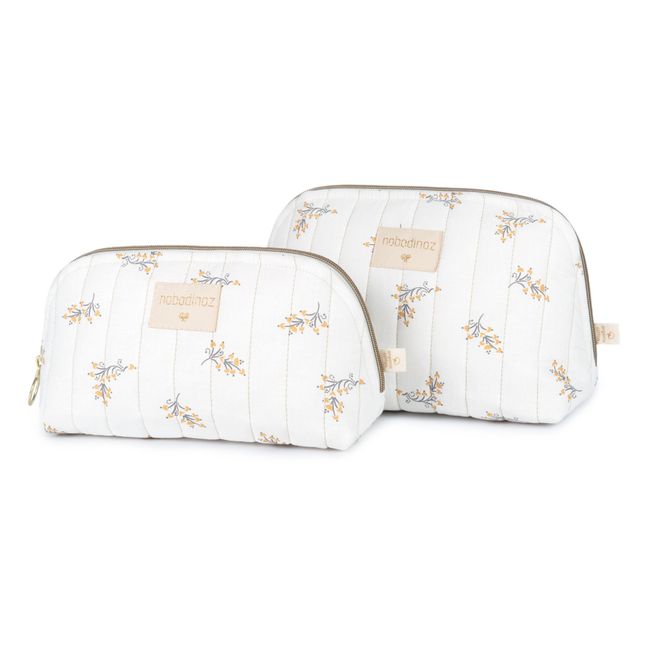 Trousse De Toilette Bébé En Coton Bio Blanc - Déperlante, Dimensions 22x14x11 Cm, Marque Sauthon