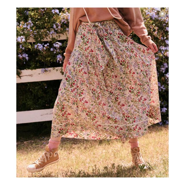 The Hillside Floral Print Skirt Ecru