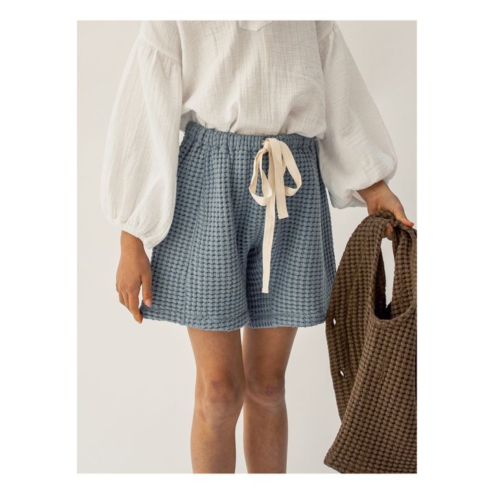 Haru Organic Cotton Waffle Shorts | Grey blue- Product image n°1