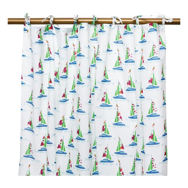 Flower Boat Cotton Curtains 115 x 280 cm | Green