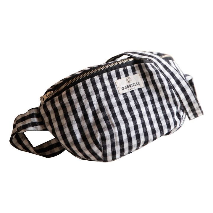 Cotton Gingham Print Belt Bag | Black- Product image n°0
